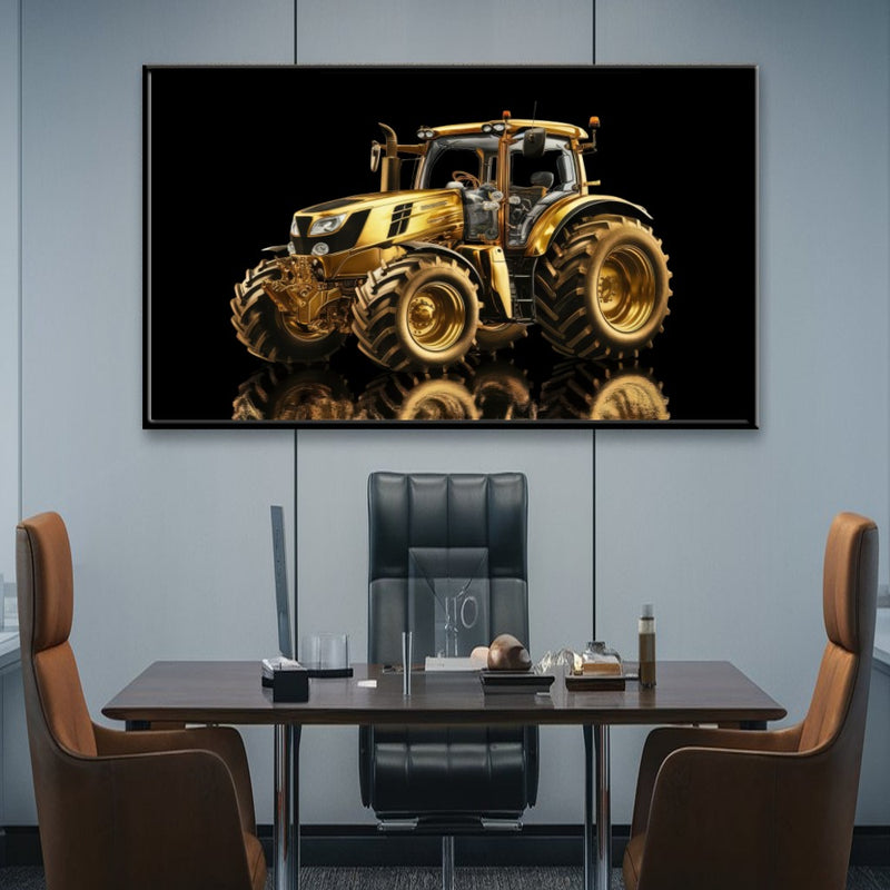 Quadro Trator Gold Fundo Blackout