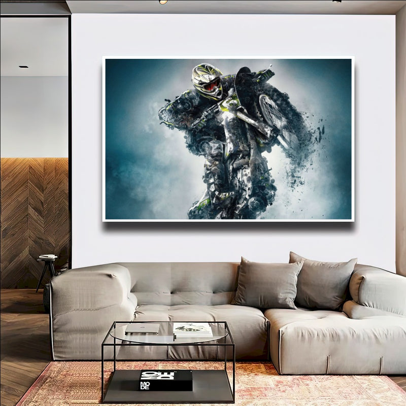 Quadro Motoqueiro Estilo Pintura Com Peças