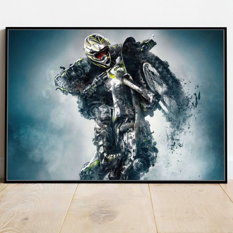 Quadro Motoqueiro Estilo Pintura Com Peças