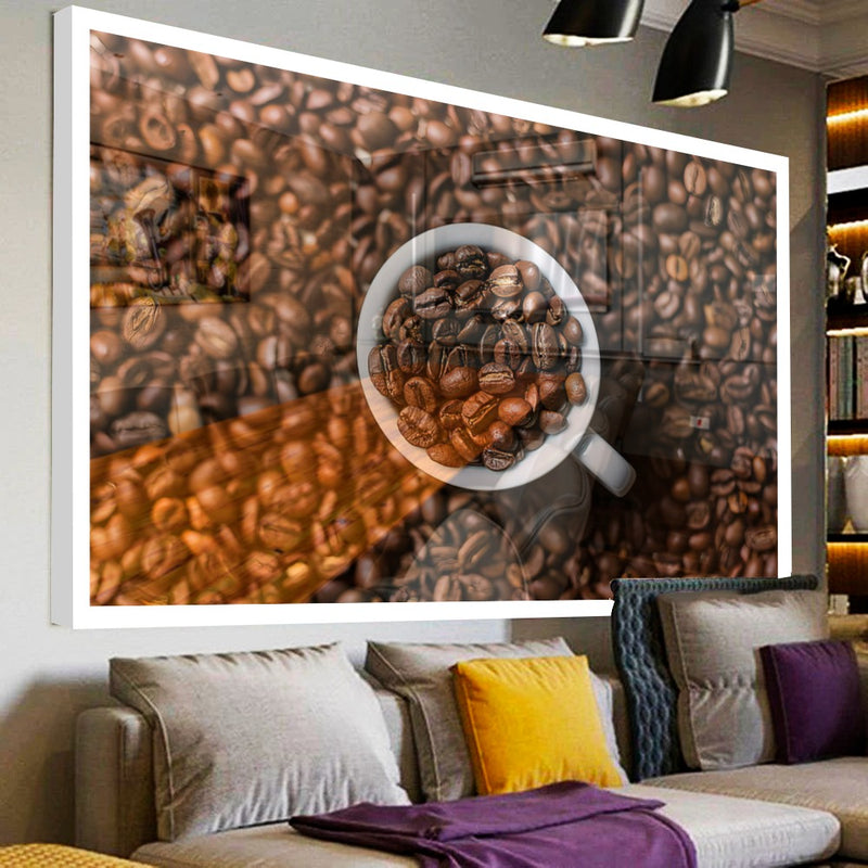 Quadro Grãos E Xícara De Café