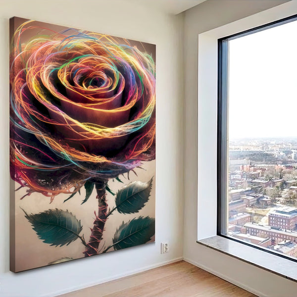 Quadro Rosa E Espinhos Estilo Pintura