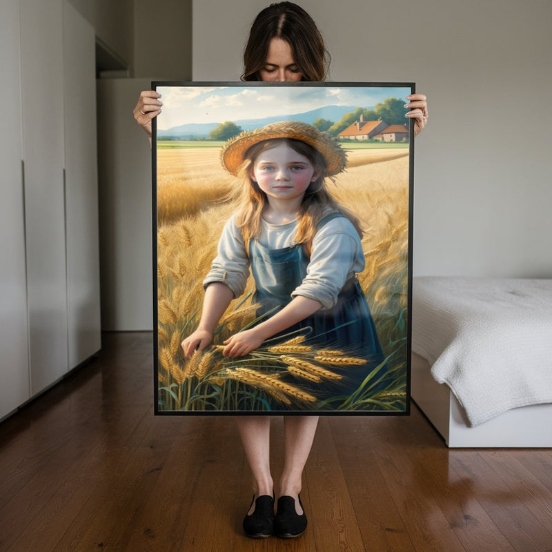 Quadro Menina Campo De Trigo Estilo Pintura