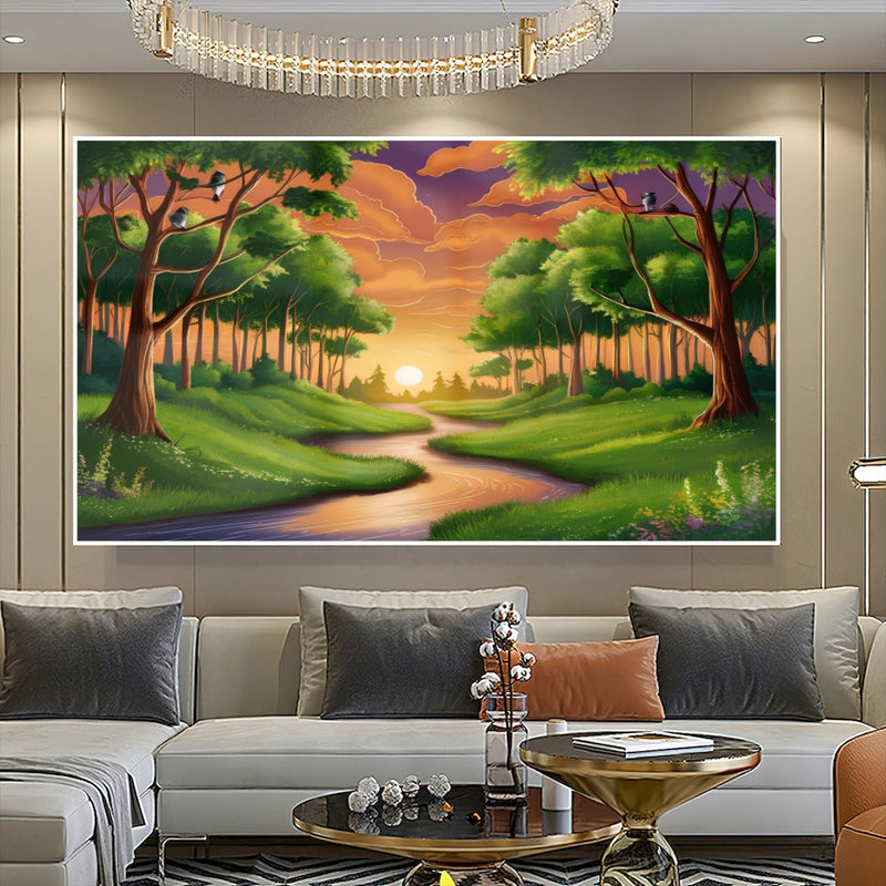 Quadro Paisagem Rural Estilo Desenho