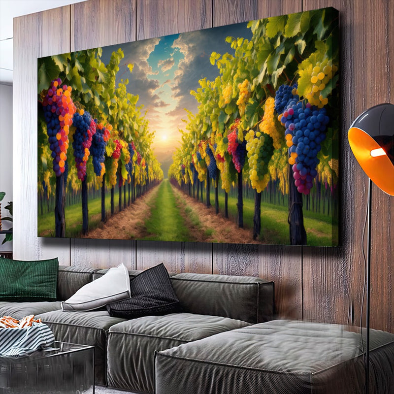 Quadro Parreiral De Uvas Estilo Pintura