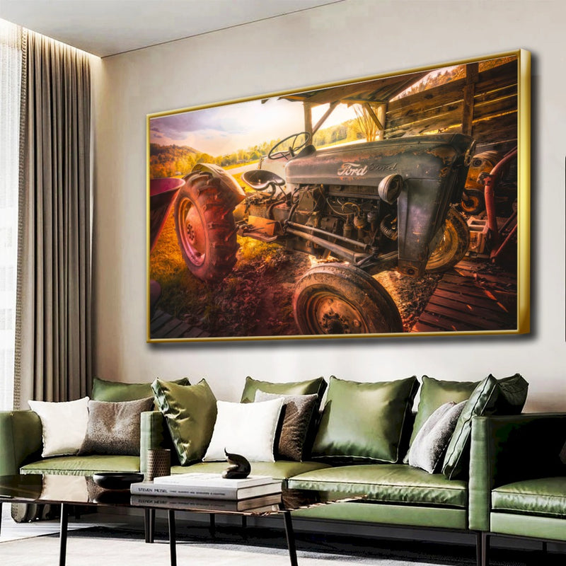 Quadro Trator Ford Vintage No Galpão